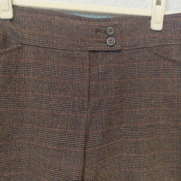 Cabi Brown Plaid Cropped Wide Leg Trousers Size 8 Preppy Classic Academia - Picture 6 of 8